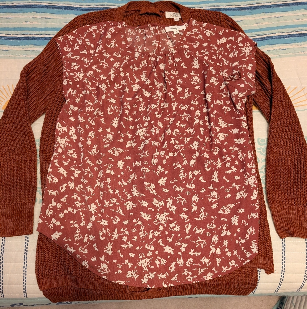 Stitchfix blouse and cardigan set size M